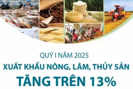 Quý 1 năm 2025: Xuất khẩu nông, lâm, thủy sản tăng trên 13%