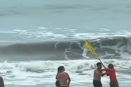 Xôn xao clip nhân viên bảo vệ xô đẩy, ngăn du khách tắm biển khi sóng lớn