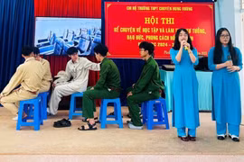 Một tiết mục tại Hội thi kể chuyện về học tập và làm theo tư tưởng, đạo đức, phong cách Hồ Chí Minh. Ảnh: Q.T