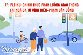 TP. Pleiku: Chính thức phân luồng giao thông tại ngã ba Tô Vĩnh Diện-Phạm Văn Đồng
