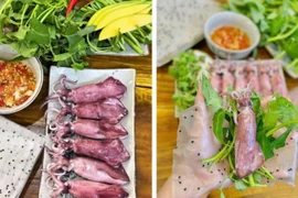 Vì sao món mực hấp cuốn rau muống bánh tráng gây sốt mạng?