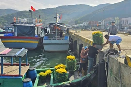 Nhộn nhịp những chuyến đò chở Tết ra đảo. 