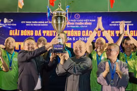 Đội bóng Tổ đình Thiên Bình đoạt giải nhất Giải bóng đá truyền thống các tự viện tỉnh Gia Lai.