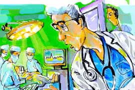 Bên hành lang bệnh viện