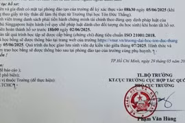 Lừa đảo học bổng du học: Văn bản Trường ĐH Tôn Đức Thắng, con dấu… Bộ GD-ĐT