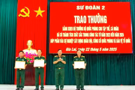 Sư đoàn 2 trao bằng khen của Bộ trưởng Bộ Quốc phòng cho 39 tập thể, cá nhân xuất sắc. Ảnh: Lê Hoa