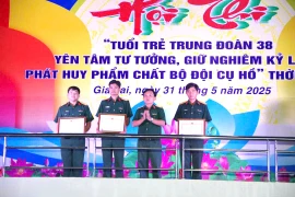  Hội thi “Tuổi trẻ Trung đoàn 38 yên tâm tư tưởng, giữ nghiêm kỷ luật phát huy phẩm chất Bộ đội Cụ Hồ” thời kỳ mới. Ảnh: Ngọc Thông
