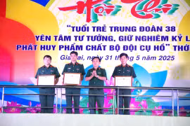  Hội thi “Tuổi trẻ Trung đoàn 38 yên tâm tư tưởng, giữ nghiêm kỷ luật phát huy phẩm chất Bộ đội Cụ Hồ” thời kỳ mới. Ảnh: Ngọc Thông