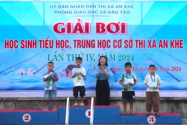 An Khê: 147 vận động viên tham gia Giải bơi học sinh Tiểu học, THCS. Ảnh: Ngọc Minh