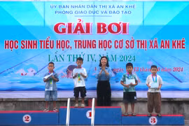 An Khê: 147 vận động viên tham gia Giải bơi học sinh Tiểu học, THCS. Ảnh: Ngọc Minh