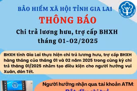 Gia Lai: Chi trả lương hưu, trợ cấp BHXH tháng 1 và 2 qua tài khoản ATM từ ngày 2-1-2025