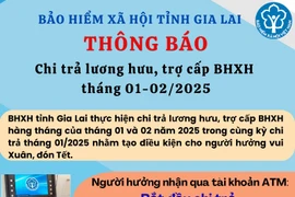 Gia Lai: Chi trả lương hưu, trợ cấp BHXH tháng 1 và 2 qua tài khoản ATM từ ngày 2-1-2025