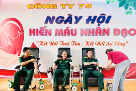 Cán bộ, chiến sĩ Công ty 75 hiến máu nhân đạo