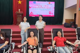 Gần 150 người dân cụm khu vực Kbang hiến máu tình nguyện 