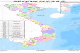 Bản đồ 34 tỉnh thành mới của Việt Nam vừa được Quốc hội thông qua