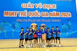Đoàn VĐV Muay Thái tỉnh tham gia Giải Vô địch Muay trẻ quốc gia năm 2024 tại Đồng Nai. Ảnh: Phạm Xoan