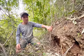 Vị trí vết nứt trên quả đồi gần khu dân cư tại thôn 4, xã Kbang