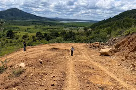 Sườn núi Chư Nâm bị san ủi, làm đường trái phép. Ảnh: T.D