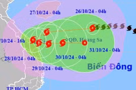 Bão Trami giật cấp 14 đang lao nhanh vào vùng biển Trung Trung Bộ