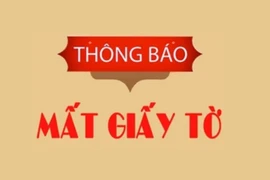 Thông báo rơi giấy tờ