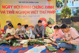 Hơn 200 thiếu nhi Pleiku tham gia Ngày hội “Bánh chưng xanh” và viết thư pháp