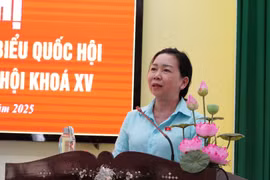 Phó Trưởng đoàn chuyên trách Đoàn Đại biểu Quốc hội tỉnh Gia Lai Lý Tiết Hạnh tiếp xúc cử tri phường Bồng Sơn