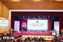 Đại biểu biểu quyết thông qua chương trình, nội quy, quy chế của đại hội. (Ảnh: Thống Nhất/TTXVN)