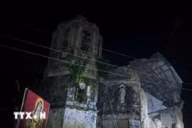 Nhà thờ bị hư hại sau trận động đất tại tỉnh Cebu, Philippines, ngày 30/9/2025. (Nguồn: THX/TTXVN)