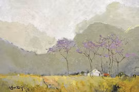 Ngọn đèn nhỏ bên khung cửa