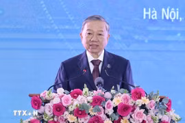 Tổng Bí thư Tô Lâm phát biểu tại lễ kỷ niệm. (Ảnh: Lâm Khánh/TTXVN)