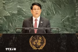 Chủ tịch nước Lương Cường phát biểu tại Phiên Thảo luận chung cấp cao Đại hội đồng Liên hợp quốc Khóa 80. (Ảnh: Lâm Khánh/TTXVN)