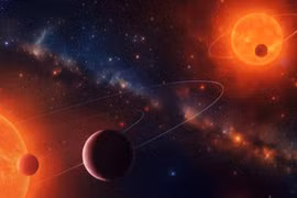 Ba hành tinh giống Trái Đất được phát hiện trong hệ sao gồm 2 sao lùn đỏ. Ảnh đồ họa: University Of Grenoble Alpes.