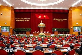 Phiên bế mạc Hội nghị lần thứ 14 Ban Chấp hành Trung ương Đảng khóa XIII. Ảnh: Thống Nhất/TTXVN