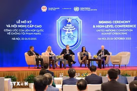 Các đại biểu thảo luận tại Hội thảo cấp cao "Thúc đẩy hợp tác quốc tế trong phòng, chống tội phạm mạng: Cách tiếp cận quốc gia khi thực hiện Công ước". Ảnh: Tuấn Anh/TTXVN