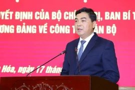 Ông Nguyễn Hoài Anh, tân Phó bí thư Tỉnh ủy Thanh Hóa, phát biểu nhận nhiệm vụ