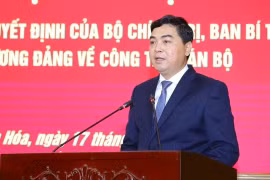 Ông Nguyễn Hoài Anh, tân Phó bí thư Tỉnh ủy Thanh Hóa, phát biểu nhận nhiệm vụ