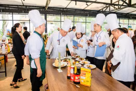 Đội thi của Lưu, Thọ, Tuấn tại Hội thi Vietnam Talented Chef năm 2025. Ảnh: NVCC