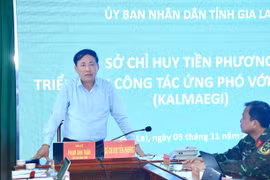 Chủ tịch UBND tỉnh Phạm Anh Tuấn phát biểu chỉ đạo tại cuộc họp trực tuyến triển khai công tác ứng phó bão số 13. Ảnh: Q.T