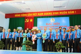 Ban Chấp hành Công đoàn phường Quy Nhơn Bắc khóa I ra mắt Đại hội. Ảnh: Kim Hường