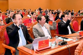 Đại biểu biểu quyết thông qua nghị quyết tại kỳ họp.