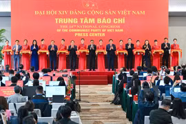 Lễ khai trương Trung tâm Báo chí phục vụ Đại hội đại biểu toàn quốc lần thứ XIV của Đảng tại Trung tâm Hội nghị Quốc gia Mỹ Đình chiều ngày 14-1.