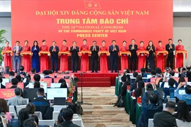 Lễ khai trương Trung tâm Báo chí phục vụ Đại hội đại biểu toàn quốc lần thứ XIV của Đảng tại Trung tâm Hội nghị Quốc gia Mỹ Đình chiều ngày 14-1.