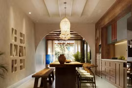 Nhà phố 4 tầng đưa phòng khách và bếp ăn lên tầng cao để tạo sự thoải mái