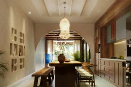 Nhà phố 4 tầng đưa phòng khách và bếp ăn lên tầng cao để tạo sự thoải mái