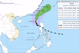 Bão số 14 giảm 1 cấp, giữ nguyên hướng di chuyển