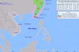 Bão số 2 di chuyển theo hướng Tây Tây Bắc với sức gió giật cấp 11
