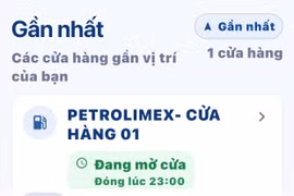 Giao diện ứng dụng Quanh tôi hỗ trợ tra cứu giá xăng dầu của Bộ Công Thương.