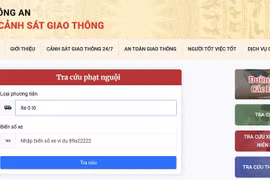 Giao diện tra cứu vi phạm giao thông tại Cổng Dịch vụ công Bộ Công an.