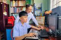 Em Nguyễn Tiến Anh (lớp 7A6, Trường THCS Cát Minh, xã Đề Gi) đạt giải nhất bảng M2 tại vòng chung kết toàn quốc. Ảnh: M.N