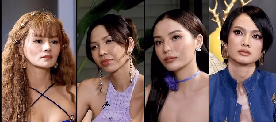 Từ trái sang, bốn huấn luyện viên Vũ Thu Phương, Minh Triệu, Kỳ Duyên và Anh Thư khiến khán giả ngao ngán vì những màn đấu khẩu.